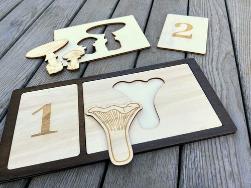 Puzzle incastru ciuperci pentru numarat